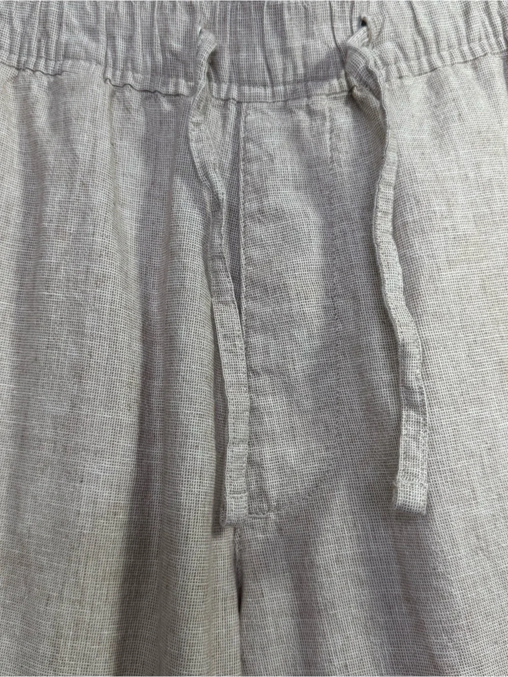 Abercrombie & Fitch Loose Beige Linen Blend Drawstring Pants M Coastal Beach